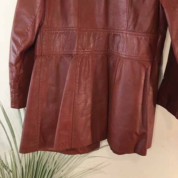 Vintage leather jacket winged collar camel brown - Picture 8 of 11